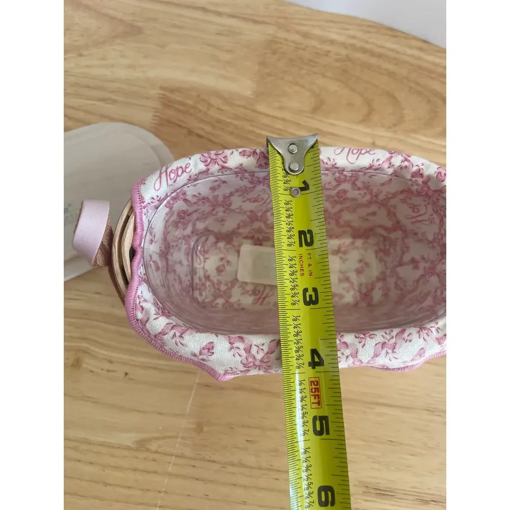 Longaberger 2005 American Cancer Society Basket w/ Lid & Pink Floral Liner